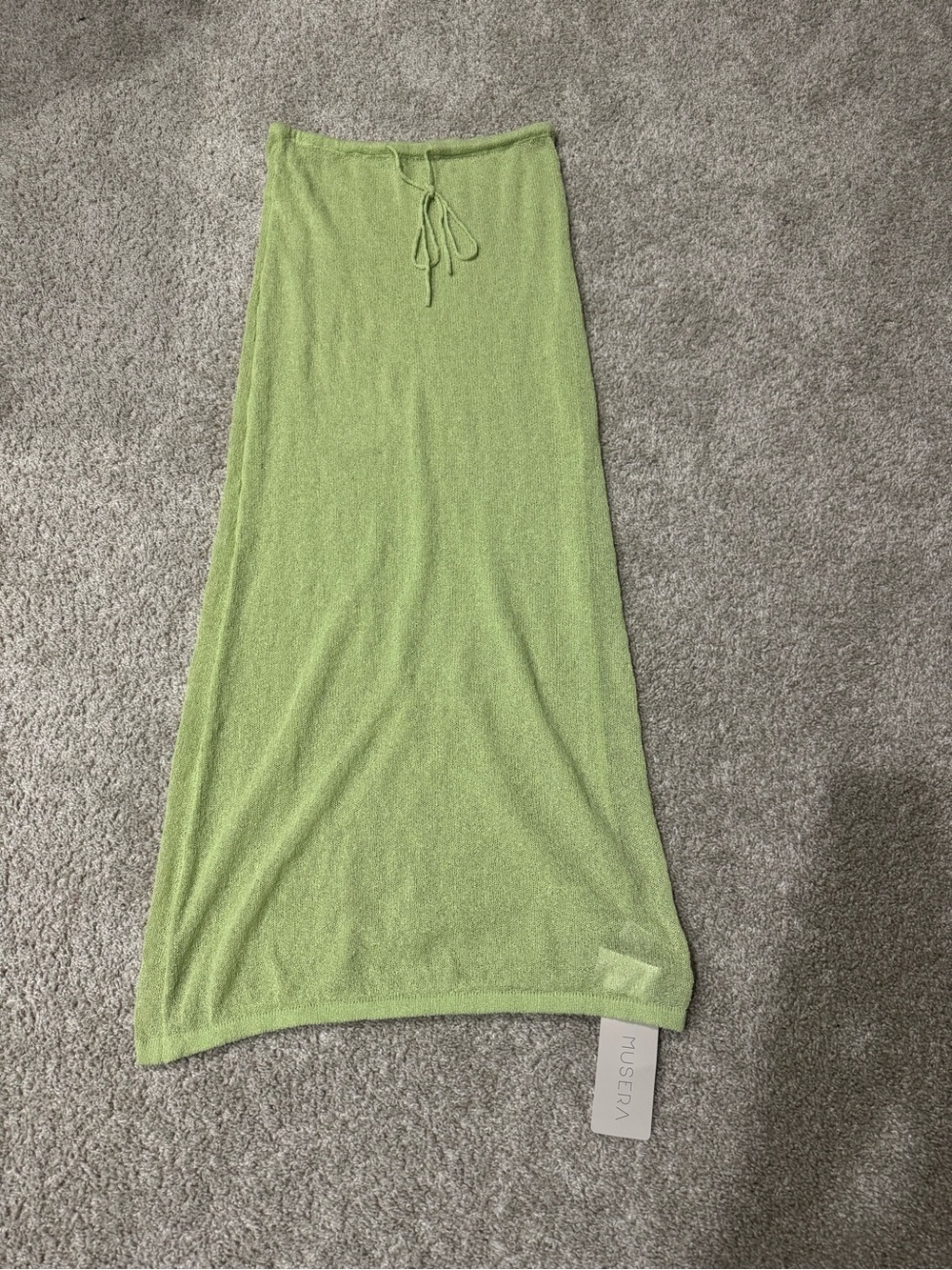 MUSERA Lime Green Knit Swim Coverup Skirt with Drawstring Waist
